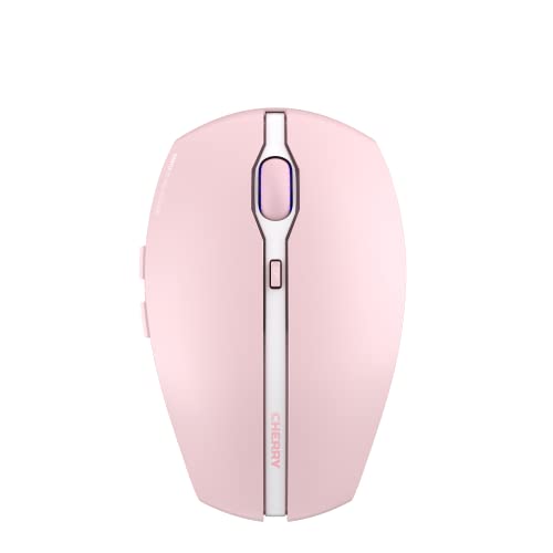 CHERRY GENTIX BT, Kabellose Bluetooth-Maus, Multi-Device-Funktion für bis zu 3 Geräte, Umschaltbare Auflösung (1000/2000 dpi), Batteriebetrieben, Cherry Blossom von CHERRY