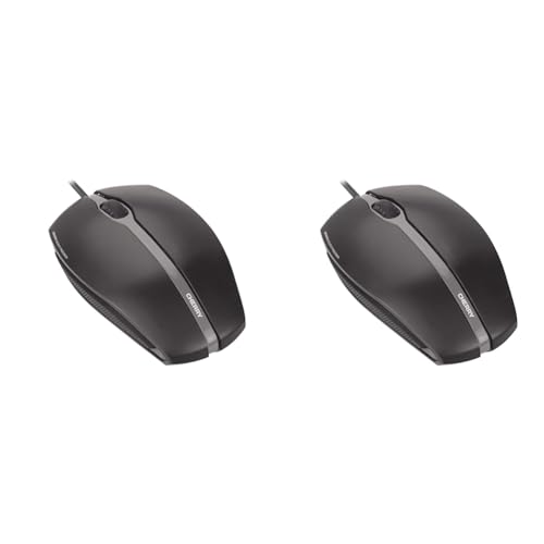 CHERRY GENTIX Silent, kabelgebundene Maus, leise Design-Maus ohne klick, perfekte Ergonomie, präziser Sensor, schwarz (Packung mit 2) von CHERRY