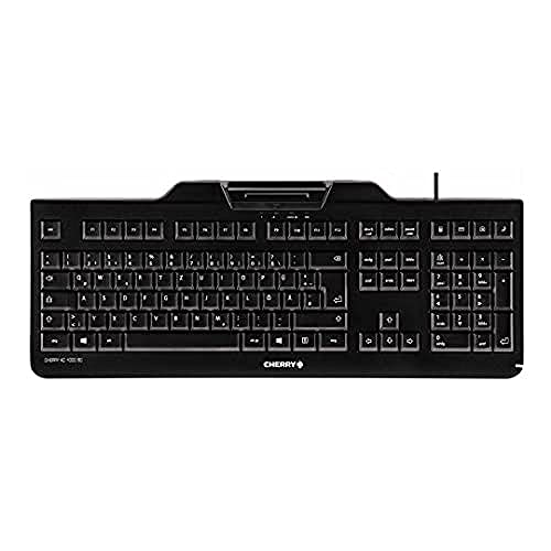 CHERRY KC 1000 SC, Belgisches Layout, AZERTY Tastatur, kabelgebundene Security-Tastatur mit integriertem Chipkarten-Terminal, Blauer Engel, Schwarz von CHERRY