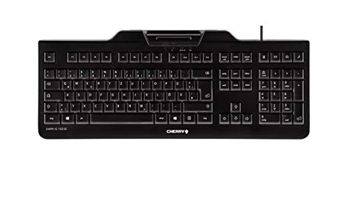 CHERRY KC 1000 SC, Deutsches Layout, QWERTZ Tastatur, kabelgebundene Security-Tastatur mit integriertem Chipkarten-Terminal, Blauer Engel, Schwarz von CHERRY