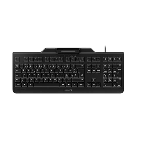 CHERRY KC 1000 SC, Kabelgebundene Security-Tastatur mit integriertem Kartenleser, Pan-Nordisches Layout (QWERTY), Plug & Play (USB-A), Flaches Design, Schwarz von CHERRY