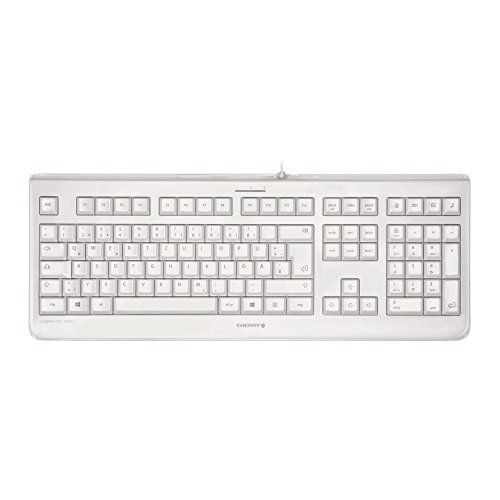 CHERRY KC 1068, Deutsches Layout, QWERTZ Tastatur, leicht desinfizierbare, wasserdichte kabelgebundene Tastatur, flüsterleiser Tastenanschlag, Weiß-Grau von CHERRY