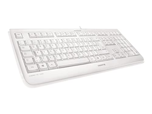 CHERRY KC 1068, EU-Layout, QWERTY Tastatur, leicht desinfizierbare, wasserdichte kabelgebundene Tastatur, flüsterleiser Tastenanschlag, Weiß-Grau von CHERRY