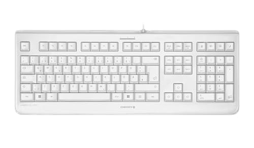 CHERRY KC 1068, Schweizer Layout, QWERTZ Tastatur, leicht desinfizierbare, wasserdichte kabelgebundene Tastatur, flüsterleiser Tastenanschlag, Weiß-Grau von CHERRY