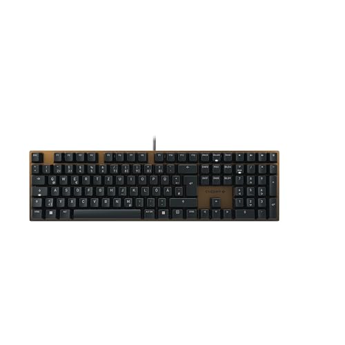 CHERRY KC 200 MX, Mechanische Office-Tastatur mit Eloxierter Metallplatte, Deutsches Layout (QWERTZ), Kabelgebunden, MX2A BROWN Switches, Schwarz/Bronze von CHERRY