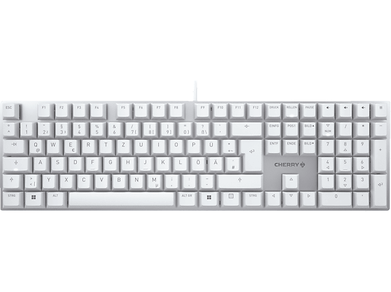 CHERRY KC 200 MX MX2A, Tastatur, Mechanisch, Cherry Silent Red, kabelgebunden, Silber/Weiß von CHERRY