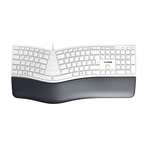 CHERRY KC 4500 ERGO, Ergonomische Tastatur, Deutsches Layout (QWERTZ), Kabelgebunden, Handballenauflage mit Memory-Schaum, Geschwungenes Tastenfeld, Weiß-Grau von CHERRY