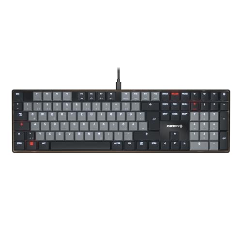 CHERRY KC 500 MX LP, Mechanische Low-Profile-Tastatur, Deutsches Layout (QWERTZ), Kabelgebunden (USB-A), Weiße Beleuchtung, MX LP 2.0 Ivory Switches, Schwarz von CHERRY