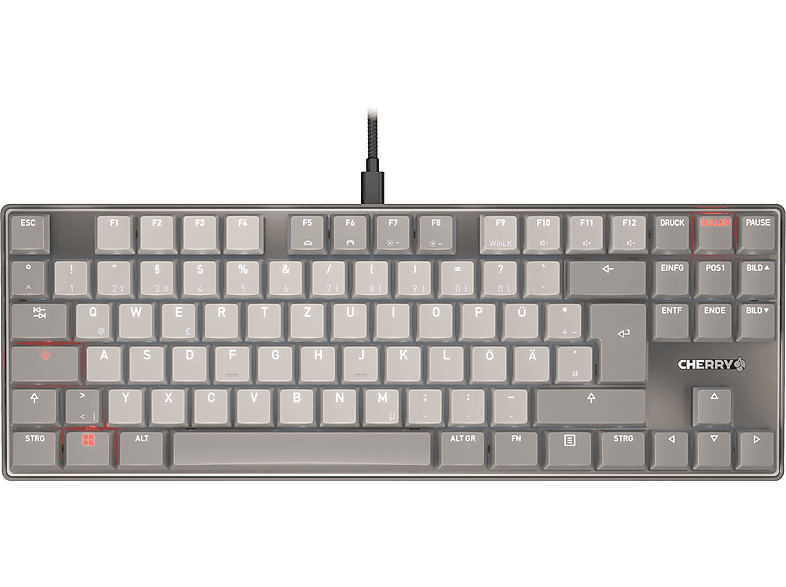 CHERRY KC 500 MX LP TKL, Tastatur, Mechanisch, Cherry Low Profile, Kabellos und kabelgebunden, Grau von CHERRY