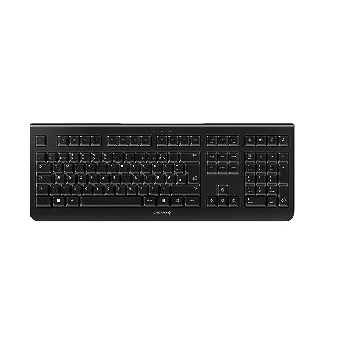 CHERRY KW 3000, Kabellose Tastatur mit Nummernblock, Deutsches Layout (QWERTZ), 2,4 GHz Funk, Geräuscharme Tasten, Flaches Design, Batteriebetrieben, Schwarz von CHERRY