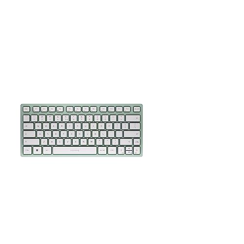 CHERRY KW 7100 MINI BT, Kompakte Multi-Device-Tastatur mit 3 Bluetooth-Kanälen, EU-Layout (QWERTY), Flaches Design, inkl. Transporttasche, Agave Green von CHERRY