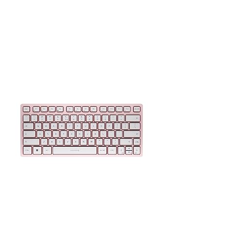 CHERRY KW 7100 MINI BT, Kompakte Multi-Device-Tastatur mit 3 Bluetooth-Kanälen, EU-Layout (QWERTY), Flaches Design, inkl. Transporttasche, Cherry Blossom von CHERRY