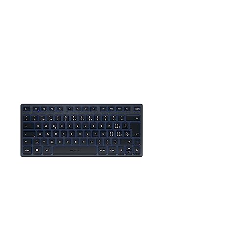 CHERRY KW 7100 MINI BT, Kompakte Multi-Device-Tastatur mit 3 Bluetooth-Kanälen, Schweizer Layout (QWERTZ), Flaches Design, inkl. Transporttasche, Slate Blue von CHERRY