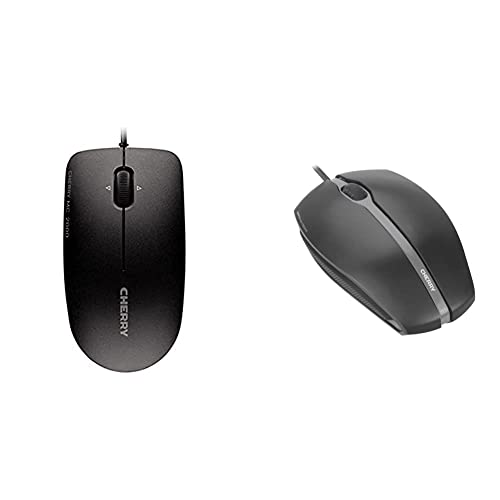 CHERRY MC 2000, kabelgebundene Maus, 3 Tasten Maus, schwarz & GENTIX Corded Optical Mouse, kabelgebundene Maus mit 3 Tasten und hochauflösenden optischem 1000 DPI Sensor, schwarz von CHERRY