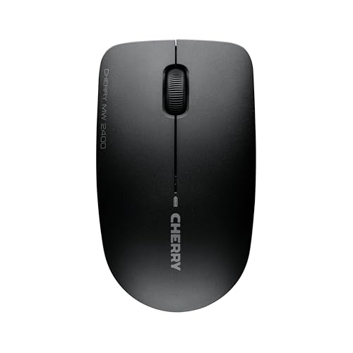 CHERRY MW 2400, Kabellose Maus, Symmetrisches Design für Rechts- & Linkshänder, 2,4 GHz Funk, Optischer Sensor, GS-Zulassung, Batteriebetrieben, Schwarz von CHERRY