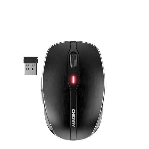 CHERRY MW 8C ADVANCED, Kabellose Maus, Verbindung Über Bluetooth Oder 2,4 GHz Funk, 4-Stufig Regelbare Auflösung Bis 3000 dpi, Wiederaufladbar, Schwarz von CHERRY