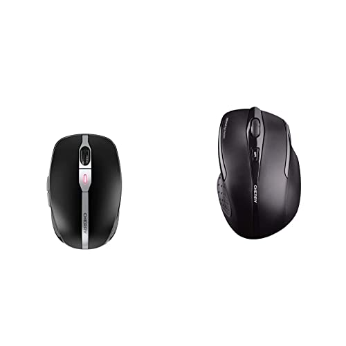 CHERRY MW 9100, kabellose und wiederaufladbare Maus, wahlweise Verbindung über Bluetooth oder 2,4 GHz Funk, präziser 2400 DPI Sensor, schwarz & MW 3000, kabellose Maus, schwarz von CHERRY