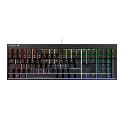 CHERRY MX 2.0S, Kabelgebundene Gaming-Tastatur mit RGB-Beleuchtung, Deutsches Layout (QWERTZ), Designed in Germany, Original MX SILENT RED Switches, Schwarz von CHERRY
