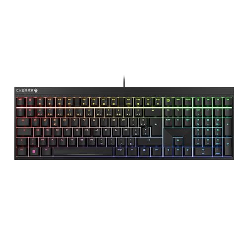 CHERRY MX 2.0S, Mechanische Gaming-Tastatur mit RGB-Beleuchtung, Französisches Layout (AZERTY), Kabelgebunden, Designed in Germany, MX BROWN Switches, Schwarz von CHERRY