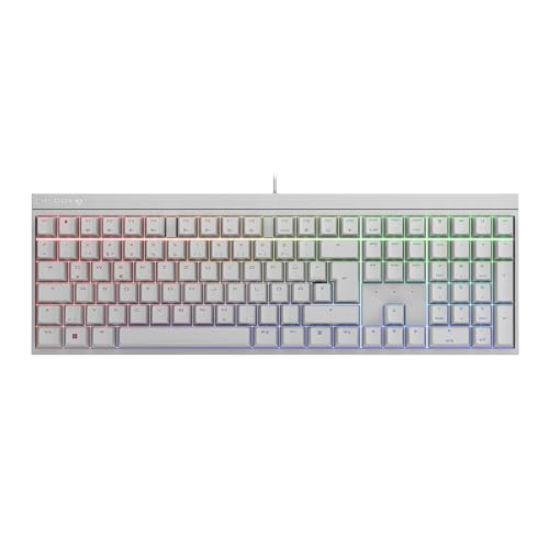CHERRY MX 2.0S, Mechanische Gaming-Tastatur mit RGB-Beleuchtung, Deutsches Layout (QWERTZ), Kabelgebunden, Designed in Germany, MX2A RED Switches, Weiß von CHERRY