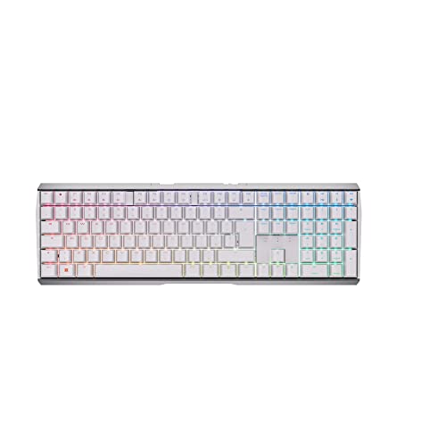 CHERRY MX 3.0S Wireless, Kabellose mechanische Gaming-Tastatur mit RGB-Beleuchtung, UK-Layout (QWERTY), Bluetooth-, Funk- oder Kabelverbindung, MX RED Switches, Weiß von CHERRY