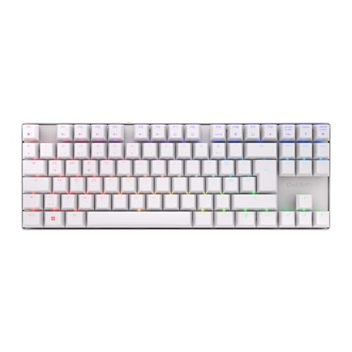 CHERRY MX 8.2 TKL Wireless, Kabellose Gaming-Tastatur ohne Nummernblock, Deutsches Layout (QWERTZ), Bluetooth, 2,4 GHz und Kabel, MX2A RED Switches, Weiß von CHERRY