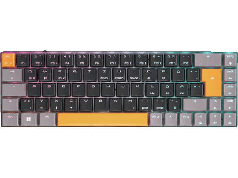 CHERRY MX-LP 2.1 COMPACT, Gaming Tastatur, Mechanisch, Cherry MX Low Profile, kabellos, Schwarz/Grau/Orange von CHERRY