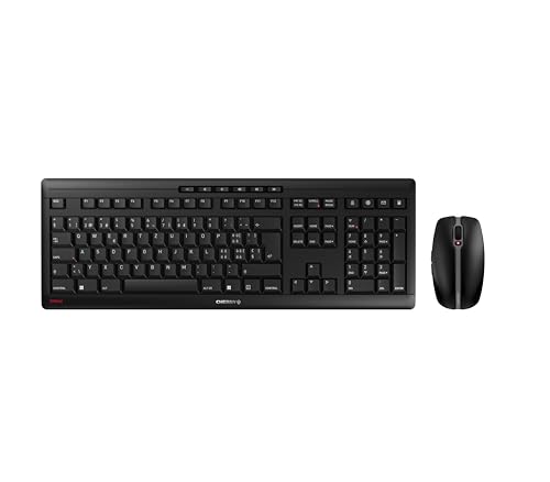 CHERRY STREAM DESKTOP, Kabelloses Tastatur- und Maus-Set, Schweizer Layout (QWERTZ), 2.4 GHz Funk, Flach mit Leisem Tastenanschlag, Batteriebetrieben, Schwarz von CHERRY