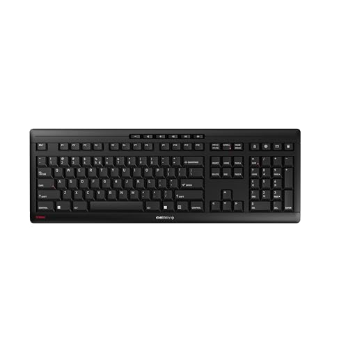 CHERRY STREAM KEYBOARD WIRELESS, Kabellose Tastatur, EU-Layout (QWERTY), 2,4 GHz Funk, Leise Tasten, Flaches Design, Batteriebetrieben, Schwarz von CHERRY