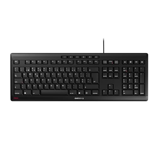 CHERRY Stream Keyboard, Kabelgebundene Tastatur, Portugiesisches Layout (QWERTY), Leiser Tastenanschlag, Einzigartiges Tippgefühl, Flaches Design, Schwarz von CHERRY