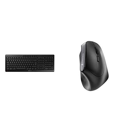 CHERRY Stream Keyboard Wireless, Deutsches Layout, QWERTZ Tastatur, schwarz & MW 4500, kabellose Maus, ergonomische Rechtshändermaus im 45° Design, 6 Tasten und Scrollrad, schwarz CHERRY Stream Keyboard Wireless, Deutsches Layout, QWERTZ Tastatur, schwarz & MW 4500, kabellose Maus, ergonomische Rechtshändermaus im 45° Design, 6 Tasten und Scrollrad, schwarz von CHERRY