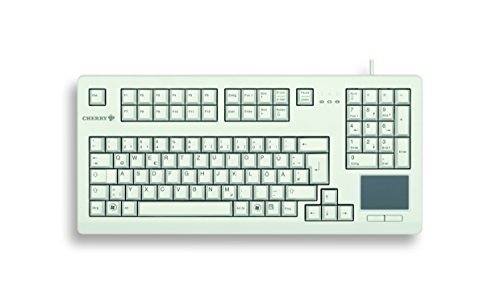 CHERRY TouchBoard G80-11900, Deutsches Layout, QWERTZ Tastatur, kabelgebundene Tastatur, mechanische Tastatur, ML Mechanik, integriertes Touchpad, platzsparend, ergonomisch, hellgrau von CHERRY