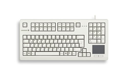 CHERRY TouchBoard G80-11900, Internationales Layout, QWERTY Tastatur, kabelgebundene Tastatur, mechanische Tastatur, ML Mechanik, integriertes Touchpad, platzsparend, ergonomisch, hellgrau von CHERRY