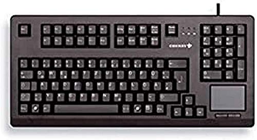 CHERRY TouchBoard G80-11900, Internationales Layout, QWERTY Tastatur, kabelgebundene Tastatur, mechanische Tastatur, ML Mechanik, integriertes Touchpad, platzsparend, ergonomisch, schwarz von CHERRY