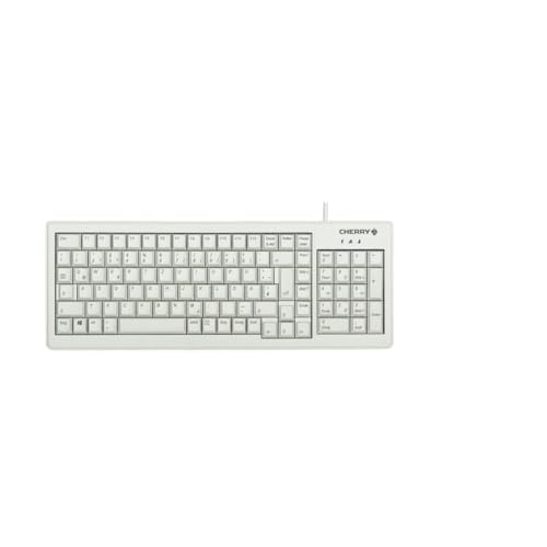 CHERRY G84-5200 XS, Kompakte Tastatur mit Nummernblock, EU-Layout (QWERTY), Kabelgebunden (USB-A Anschluss), Mechanische CHERRY ML Switches, Hellgrau von CHERRY