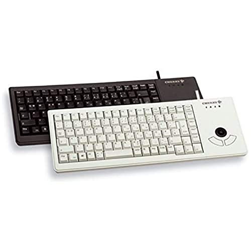 CHERRY XS Trackball Keyboard, Internationales Layout, QWERTY Tastatur, kabelgebundene Tastatur, mechanische Tastatur, ML Mechanik, Optischer Trackball mit zwei Maustasten, hellgrau von CHERRY