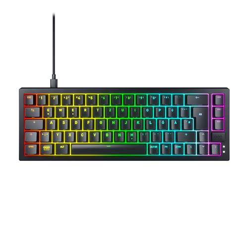 CHERRY XTRFY K5V2 Compact, mechanische Gaming-Tastatur im 65-Prozent-Format, Deutsches Layout (QWERTZ), Hot-Swap-Keyboard, CHERRY MX2A RED Switches, Schwarz von CHERRY