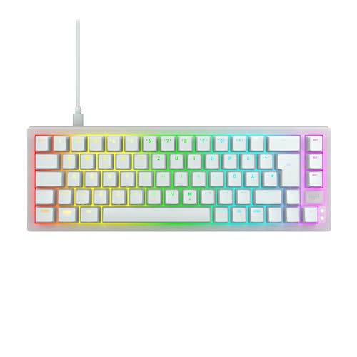 CHERRY XTRFY K5V2 Compact, mechanische Gaming-Tastatur im 65-Prozent-Format, Deutsches Layout (QWERTZ), Hot-Swap-Keyboard, MX2A RED Switches, Weiß-Transparent von CHERRY