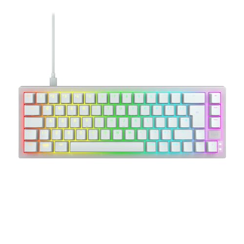 CHERRY XTRFY K5V2 Compact, Mechanische Gaming-Tastatur im 65-Prozent-Format, UK-Layout (QWERTY), Hot-Swap-Keyboard, CHERRY MX2A RED Switches, Weiß-Transparent von CHERRY XTRFY