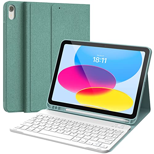 CHESONA Tastaturhülle für iPad 10. Generation 10,9 Zoll – 2022, abnehmbare Bluetooth-Tastatur, Stand-Folio-Tastaturabdeckung mit Stifthalter, wiederaufladbare Tastatur für iPad 10. Generation 2022, von CHESONA
