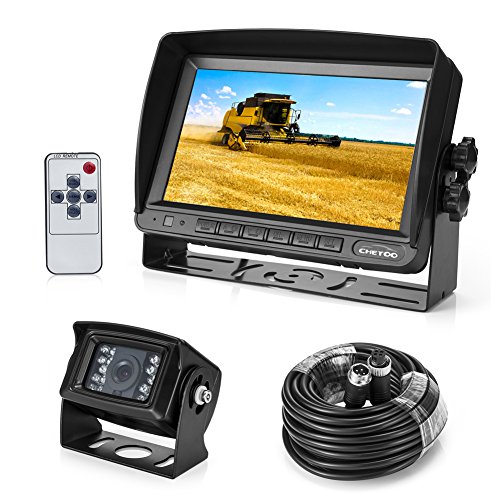 Chetoo Rückfahrkamera 18 IR LED Wasserdicht Rückfahrsystem Kamera + 7" TFT LCD KFZ Monitor (Zwei Halterungen) von CHETOO