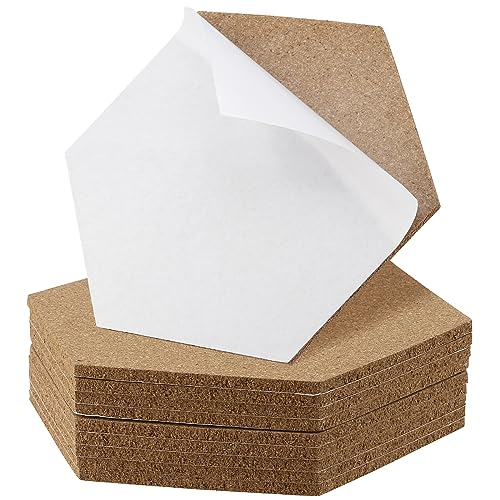 CHEUKYIU 10 Stück Korkplatte Selbstklebende, DIY Sechseckig 6mm Korktafel, 20 x 17,5 cm Korkwand, Korkpinnwand, Korkfliesen,Pinnwand Kork für Wand, Bilder, Foto, Notizen, Heimdekoration von CHEUKYIU