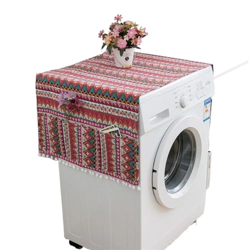 Abdeckung der Waschmaschine Geometrische Rauten-Staubhüllen, Waschmaschinen-Abdeckungen, Kühlschrank-Staub mit Tasche, Baumwoll-Staubhüllen, Heimreinigungs-Staubhülle (Color : XQ47-2, Size : 55-130C von CHEWYZ