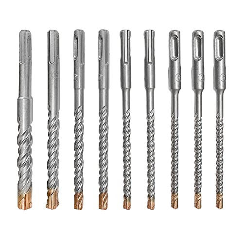 CHEYLIZI Steinbohrer SDS Plus Bohrer Set, 9 tlg. Profi Steinbohrer Betonbohrer mit 4 Schneiden in den Größen 6 6 6 8 8 10 10 12 14 x 160mm SDS Quick Bohrer Hammerbohrer für Beton, Stein, Metall von CHEYLIZI