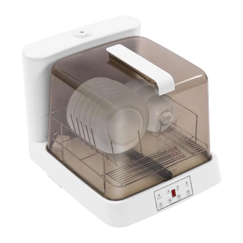 CHFUNE Spülmaschine, 3 in1 Tischgeschirrspüler Waschen, Trocknen und Aufbewahren, Spülmaschine für Hausküchen, Wohnungen, Schlafsäle, 56 * 45 * 48 cm Weiß, Braun [Energieklasse F] von CHFUNE