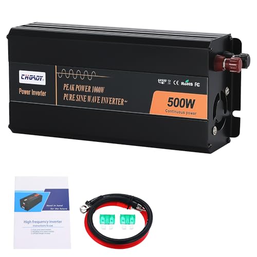 CHGAOY 500 W reiner Sinus-Wechselrichter für Fahrzeuge DC 12 V auf 110 V AC, Auto-Wechselrichter mit integriertem 5 V/3,6 A USB-Port für Zuhause, Reisen, Camping von CHGAOY