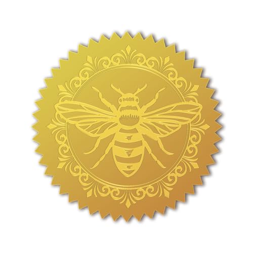 CHGCRAFT 100 Stück Goldfolie Zertifikatssiegel Vintage-Bienen Goldfolie Geprägte Aufkleber Goldfolie Geprägte Zertifikatssiegel Für Umschlag Einladungsbrief Abschlussfeier von CHGCRAFT