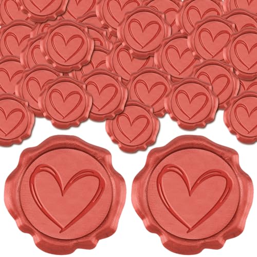 CHGCRAFT 50 Stück Doodle Herz Wachssiegelaufkleber Umschlagsiegelaufkleber Hochzeitseinladungsumschlagsiegel Selbstklebende Aufkleber Für Die Verpackung von Partyeinladungen, Indian Red, 1.18 Zoll von CHGCRAFT