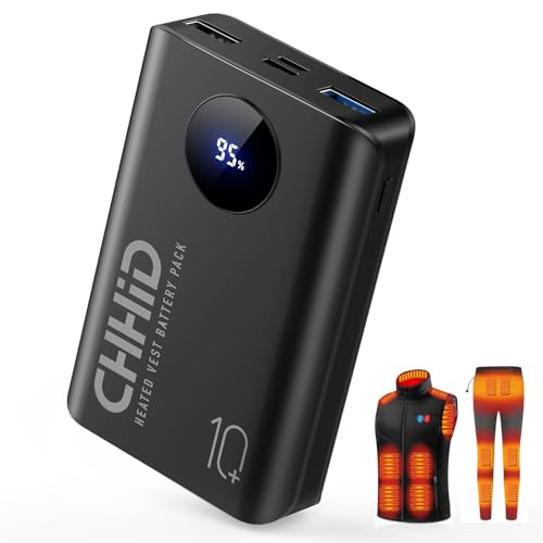 CHHID 5 V 2 A beheizte Weste, Akkupack, Powerbank, beheizte Jacke, LCD-Display, 10.000 mAh, tragbares Ladegerät, Akku-Ladegerät für iPhone, Android usw. CHHID 5 V 2 A beheizte Weste, Akkupack, Powerbank, beheizte Jacke, LCD-Display, 10.000 mAh, tragbares Ladegerät, Akku-Ladegerät für iPhone, Android usw. von CHHID