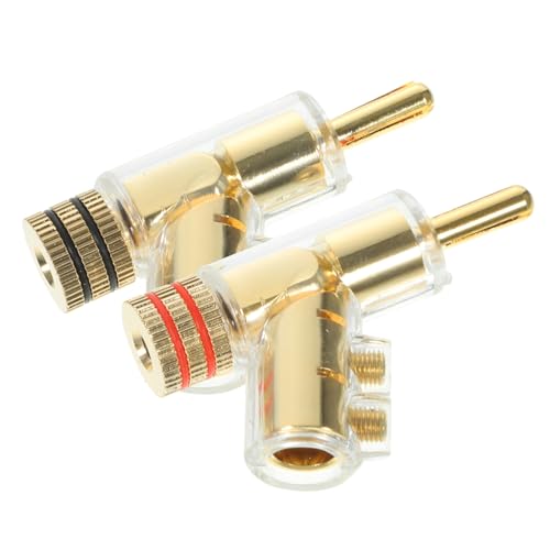 CHICAMPERA 2Stücke Verriegelbare Bananenstecker für Lautsprecherkabel Rechtwinkliger Lötfreier Adapter Vergoldet für Hi Fi Audio Langlebige Konstruktion von CHICAMPERA
